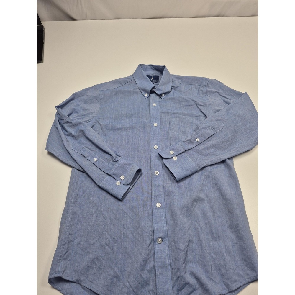 Wool & Prince Shirt Mens S Blue Worsted Wool Button Down Long Sleeve Casual
